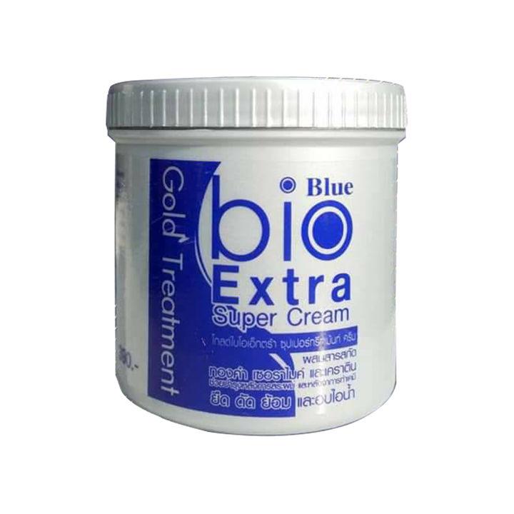 (1กระปุก) ทรีทเม้นท์ไบโอสีฟ้า 500มิลลิลิตร Blue bio Extra Super Cream Gold Treatment 500ml.