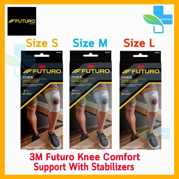 FUTURO Knee Comfort Support With Stabilizers ฟูทูโร่ อุปกรณ์พยุงหัวเข่า เสริมแกนข้าง ทุกขนาด [1 กล่อง]